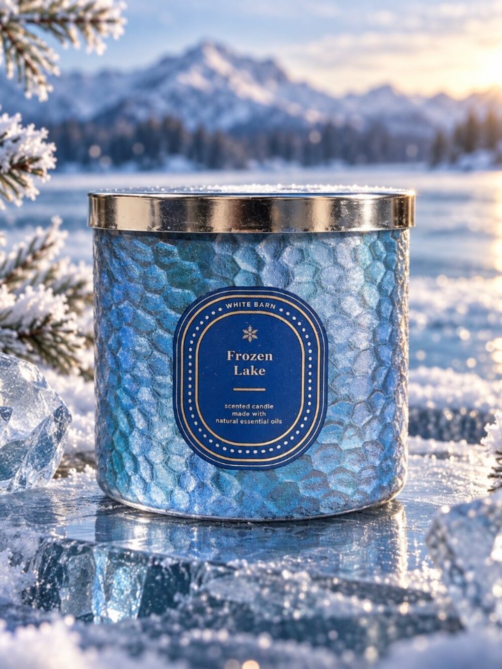 Bath & Body Works White Barn Frozen Lake 3-Wick Candle 14.5 oz